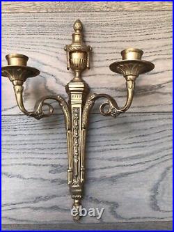 2 VTG Solid Brass Double Arm CandlestickHolders Wall Sconce Candelabra