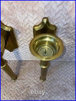 2 Vintage Brass Metal Spain Torch Candle Holder Wall Sconce Pair Set LARGE 16
