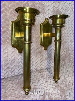 2 Vintage Brass Metal Spain Torch Candle Holder Wall Sconce Pair Set LARGE 16