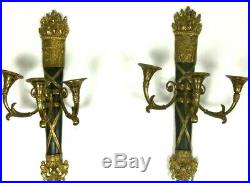 2 Vintage Brass Wall Candelabra Candle Holders Medieval Witchers Fantasy