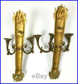 2 Vintage Brass Wall Candelabra Candle Holders Medieval Witchers Fantasy