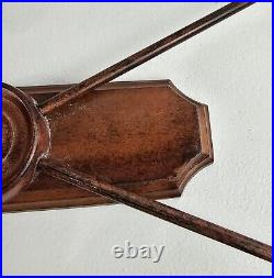 2 Vintage Brown Crossed Metal Arrows Wall Sconce Candlestick Holders