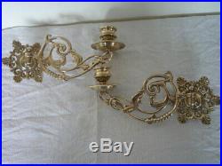 2 Vintage Decorative Brass Candlestick Wall Candle Holder Wall Sconce Piano