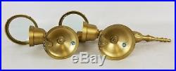 (2) Vintage Heavy Brass Candle Holder Wall Sconces with Magnifying Glass Portals