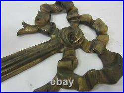 2 Vintage Large Brass Wall Mount Ribbon & Bow Candlestick Holders