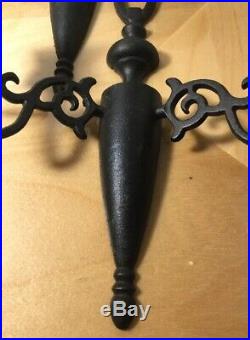 2- Vintage Sconce Cast Iron Wall Candle Stick Holder Wilton, Black, 2 Light