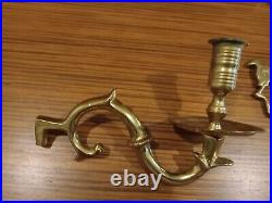 (2) Vintage Viginia Metalcrafters Brass Lion Wall Sonces Tapered Candle Holders
