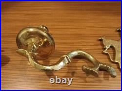 (2) Vintage Viginia Metalcrafters Brass Lion Wall Sonces Tapered Candle Holders