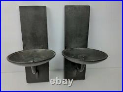 2 Vintage Wall Hanging Candle Holders Wrought Iron Farm House Primitive Black