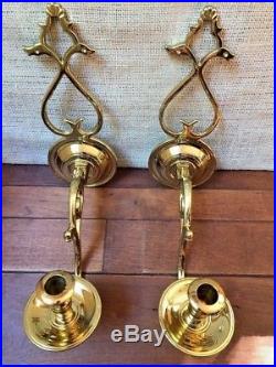 2 Virginia Metalcrafters Colonial Williamsburg Brass Wall Candle Sconces CW16-3