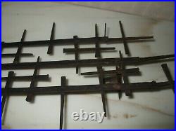 2 pc Vintage Mid Century Jere Style Brutalist Nail Metal Wall Art Candle Holders