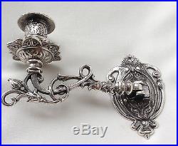 2 x Antique Wall Mounted Candle Holder Light Piano Brass Burnished Baroque