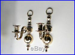 2 x Antique Wall Mounted Candle Holder Light Piano Brass High Polished Baroque