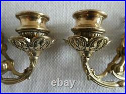 2 x Complete Griffin Dragon Ornate Gothic Brass Wall Sconce Piano Candle Holders