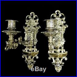 2 x Wall Mounted Candle Holder Brass Light, Rotatable Burnished, Baroque 1082261