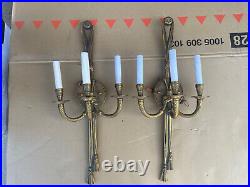 3 Light Traditional Brass Candle Wall Sconce 24 Inches H Lot of 2