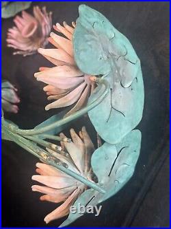 3 MCM Flower Pink Mid Century Modern Metal Sculpture Candle Holder Wall Mount