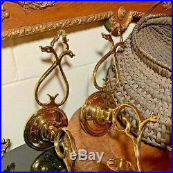 3 Virginia Metalcrafters Williamsburg CW16-3 Brass Wall Sconce Candle Holders