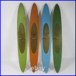 4 Vintage MCM Atomic Peter Pepper Products Surfboard Candle Holder Wall Sconces