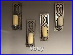 4 X Wall Hung Candle Holders/sticks With Battery Candles