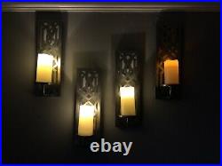 4 X Wall Hung Candle Holders/sticks With Battery Candles