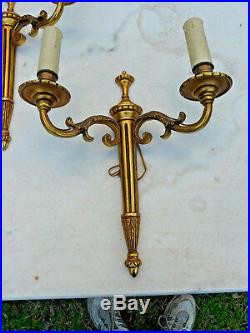 4 or 2 pair vintage French solid bronze candle holders / wall sconces