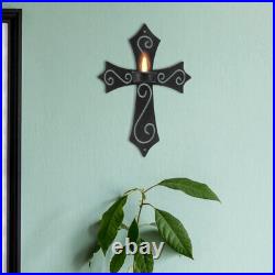 4x Catholic Candle Stand Crucifix Candle Holder Metal Cross Wall Sconce