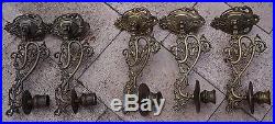 5 Antique Ornate Brass Piano Wall Candle Holders Sconce