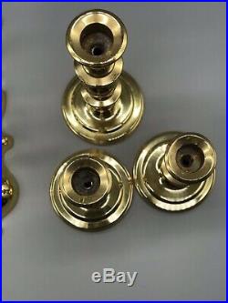 5 Piece Vintage Baldwin Solid Brass Candle Holders And Wall Sconces
