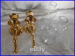 60s 70s vintage mid century Hollywood Regency brass candle sconces wall NIB new