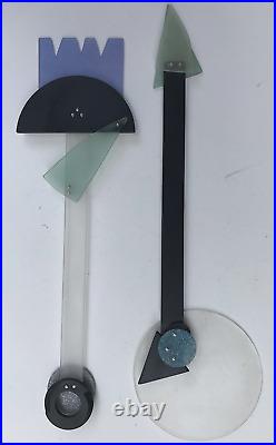 90's Postmodern Memphis Style Pair Lucite Figures Signed KLH NYC