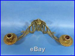 A243 TWO PAIR of ANTIQUE BRONZE ARTS & CRAFT CANDLE HOLDERS / PIANO WALL SCONCES