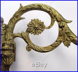 ANTIQUE FRENCH c1890 PAIR BRONZE DOUBLE PIANO CANDLE HOLDERS WALL SCONCES PINET