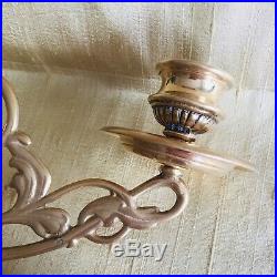 ANTIQUE Solid Brass Scroll Candlestick Candle Holder Wall Sconce Piano Girandole