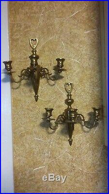 ANTIQUE Victorian (2) BRASS Wall Mount CANDLE HOLDERS Sconce BRASS