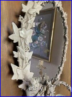 ANTIQUE Victorian CAST IRON MIRROR WALL SCONCE candle holder lozenge mark dated