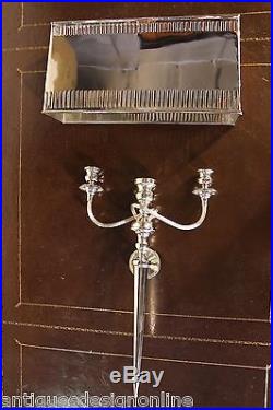 A Georgian nickel plated WALL LIGHT SCONCES Shade candle holder Sheraton style