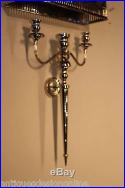 A Georgian nickel plated WALL LIGHT SCONCES Shade candle holder Sheraton style