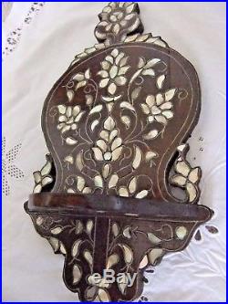 A Gorgeous wooden wall hanging candle holder, mother of Pearl arts and Crafts