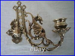 A Pair Of Brass Gothic Decor Griffin Candle Sconces Wall Candle Holders
