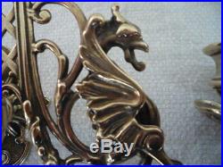 A Pair Of Brass Gothic Decor Griffin Candle Sconces Wall Candle Holders