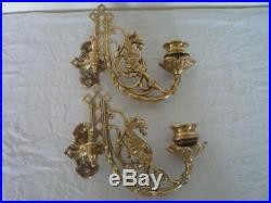A Pair Of Brass Gothic Decor Griffin Candle Sconces Wall Candle Holders A
