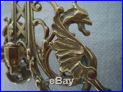 A Pair Of Brass Gothic Decor Griffin Candle Sconces Wall Candle Holders A