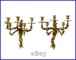 A Pair Of Fabulous Antique Louis XV Style Five Branch Rocaille Wall Lights