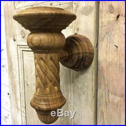 A Pair Of Superb Hand Turned Solid Natural Wood Wall Sconce Candle Holders