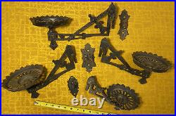A Set Of Antique Eastlake Victorian Cast Iron Wall Candle Oil Lamp Holder