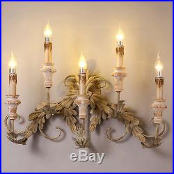 American Country Candle Holder Sconce Antique Natural Finish 5 Bulb Wall Lamp
