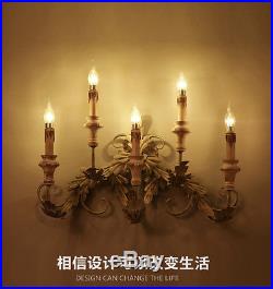 American Country Candle Holder Sconce Antique Natural Finish 5 Bulb Wall Lamp