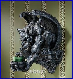 Ancient Gothic Menacing Winged Gargoyle Wall Perch Candle Holder Wall Sconce