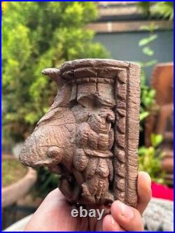 Ancient Wooden Hand Carved Elephant Figure Wall Hanging Candle Holder